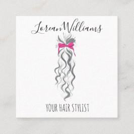 Niedlicher rosa Bow Graue und weiße Braiderhaare Terminkarte