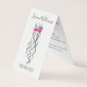 Niedlicher rosa Bow Graue und weiße Braiderhaare Visitenkarten