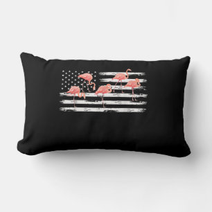 Niedlicher rosa Cartoon Flamingo USA Flag 4. Juli Lendenkissen