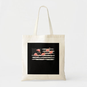 Niedlicher rosa Cartoon Flamingo USA Flag 4. Juli Tragetasche