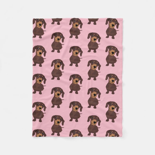 Niedlicher rosa Dackel-Decke Weiner Wurst-Hund Fleecedecke (Vorderseite)
