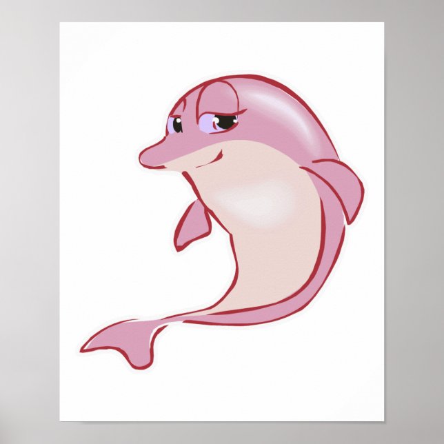 niedlicher Rosa-Delphin Poster (Vorne)