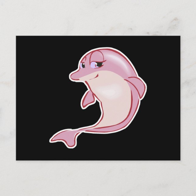 niedlicher Rosa-Delphin Postkarte (Vorderseite)