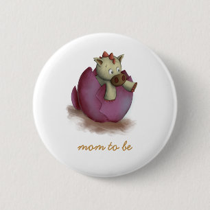 Niedlicher rosa Dinosaurier über die Mama, um zu s Button