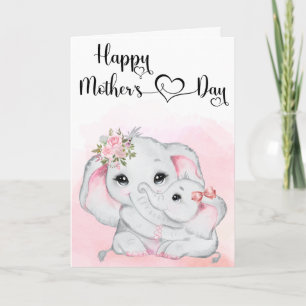 Niedlicher rosa Elefant und Baby Mother Day Karte