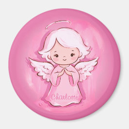 Niedlicher rosa Engel mit Mädchenname Kühlschrank Magnet