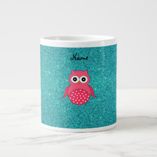 Niedlicher rosa Eulentürkis-Glitter Jumbo-Tasse