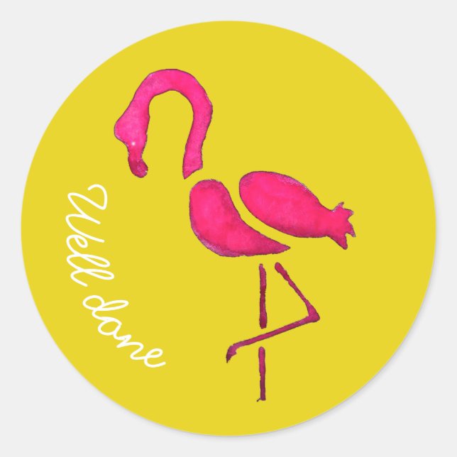 Niedlicher Rosa Flamingo-Vogel Runder Aufkleber (Vorderseite)