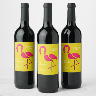 Niedlicher Rosa Flamingo-Vogel Weinetikett