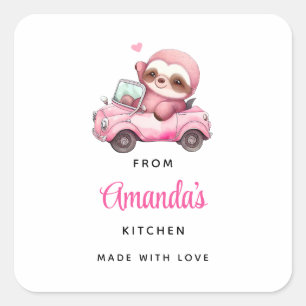 Niedlicher rosa Fliege Autoküche Quadratischer Aufkleber