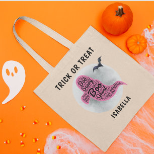 Niedlicher Rosa Ghost Word Art Halloween Trick  Le Tragetasche