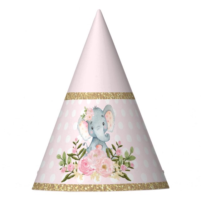 Niedlicher rosa Goldelefant-1. Partyhütchen (Vorderseite)