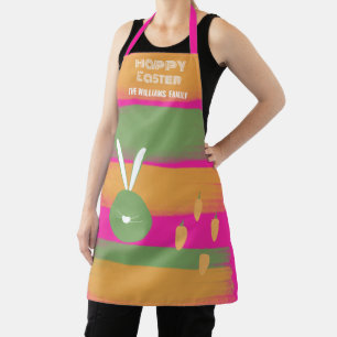 Niedlicher Rosa Grüner Fröhlicher Osterhase und Ka Schürze