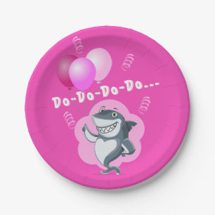 Niedlicher rosa Hai   Rosa Balloons Geburtstag Pappteller