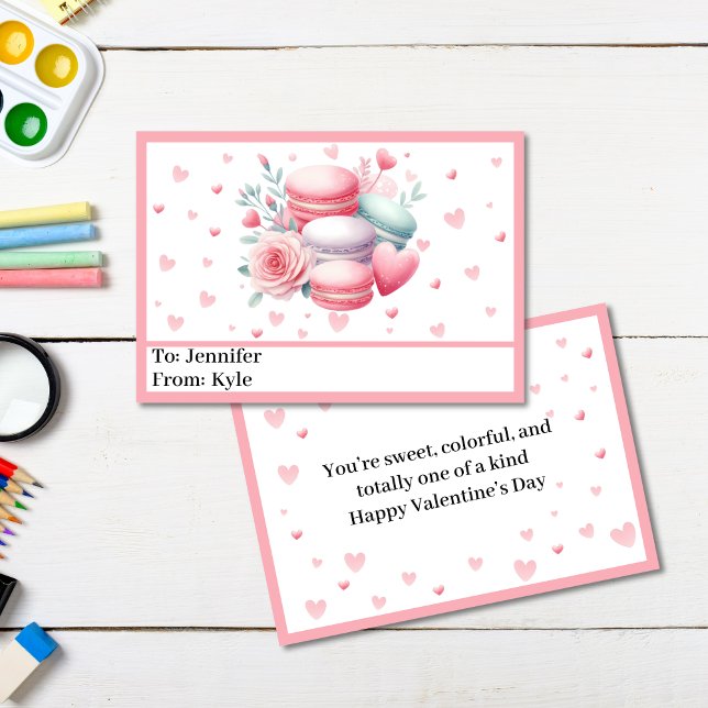 Niedlicher Rosa Herz Dessert Schule Valentinstag (Cute Girl’s Valentine’s Day Card)