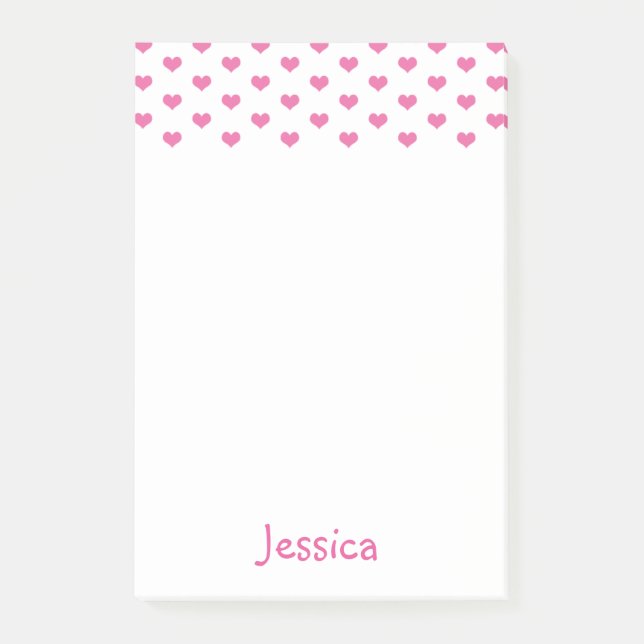 Niedlicher Rosa Herz Muster Mädchenname Post-it Klebezettel (Vorderseite)
