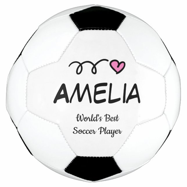 Niedlicher rosa Herz personalisierter Fußball für  (Vorderseite)