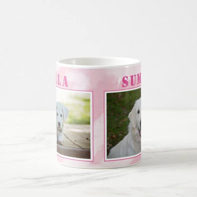 Niedlicher rosa Hund Haustier 2 FotoCollage Kaffeetasse (Mittel)
