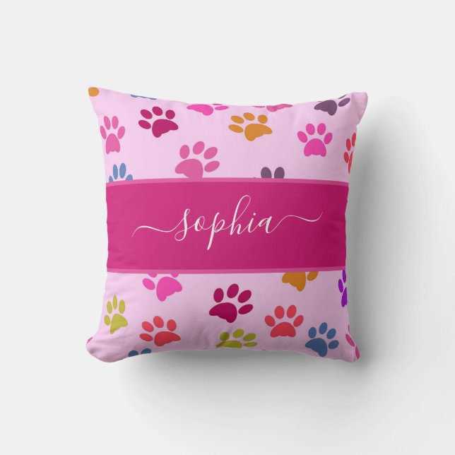 Niedlicher rosa Hund und Katzenliebhaber Drucke Na Kissen (Vorderseite)