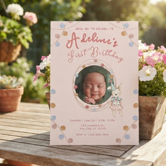 Niedlicher rosa Kindergeburtstag Einladung