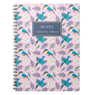 Niedlicher Rosa Kingfisher-Blumenmuster Name Notizblock