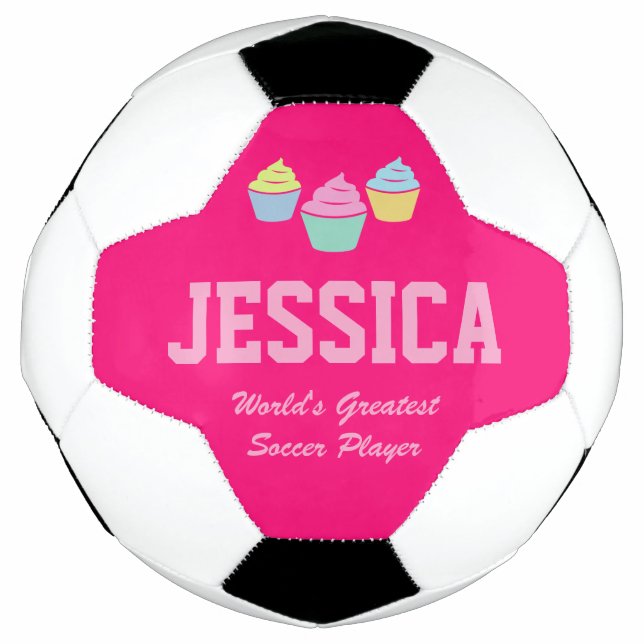 Niedlicher rosa Kuchenkuchen für Mädchen Fußball (Vorderseite)