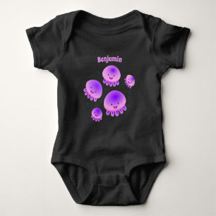 Niedlicher Rosa lila Quallenfisch Kawaii Cartoon Baby Strampler