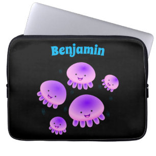 Niedlicher Rosa lila Quallenfisch Kawaii Cartoon Laptopschutzhülle