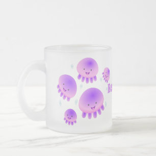 Niedlicher Rosa lila Quallenfisch Kawaii Cartoon Mattglastasse