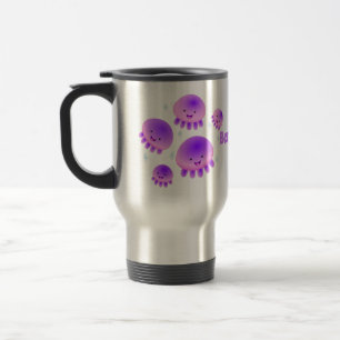 Niedlicher Rosa lila Quallenfisch Kawaii Cartoon Reisebecher