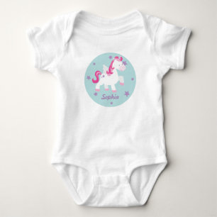 Niedlicher rosa magischer Unicorn-Baby-Strampler Baby Strampler