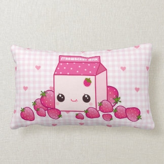 Niedlicher rosa Milchkarton mit kawaii Erdbeeren Lendenkissen