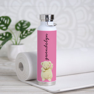 Niedlicher rosa mit Cremfarbener Teddybär Trinkflasche
