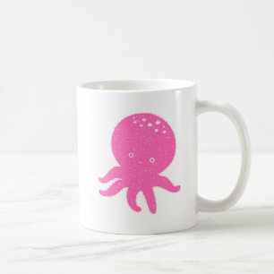 Niedlicher rosa Oktopus Alte Schrift Kaffeetasse