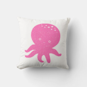 Niedlicher rosa Oktopus Alte Schrift Kissen