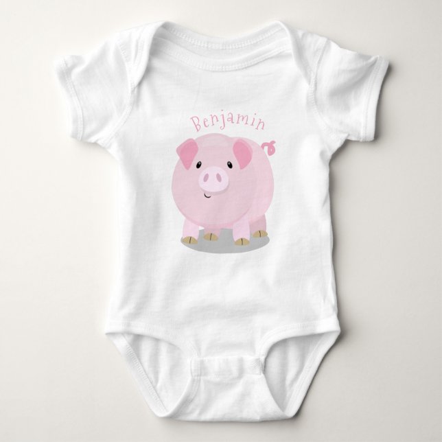 Niedlicher Rosa-Pot-Cartoon Baby Strampler (Vorderseite)