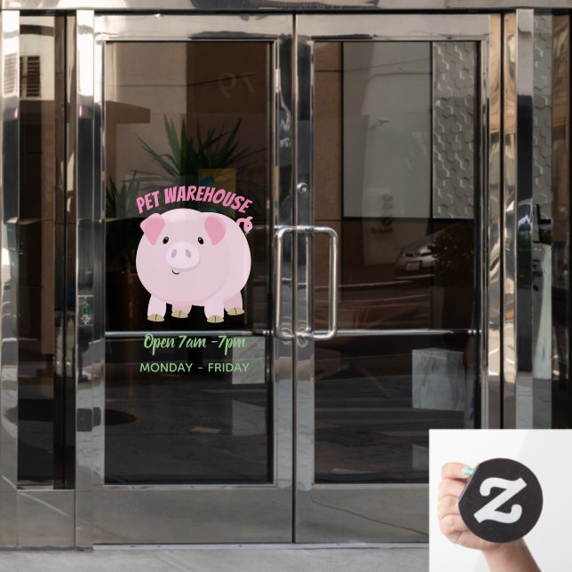 Niedlicher Rosa-Pot-Cartoon Fensteraufkleber (Büro Tür)