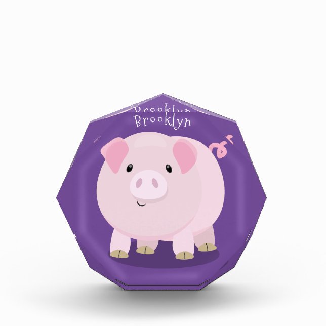 Niedlicher Rosa-Pot-Cartoon Fotoblock (Vorderseite)