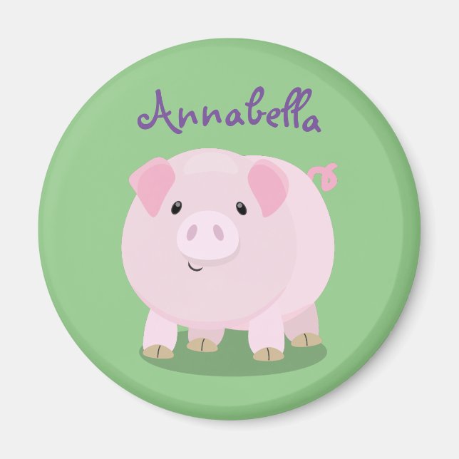 Niedlicher Rosa-Pot-Cartoon Magnet (Vorne)