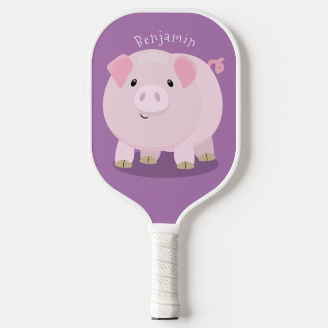 Niedlicher Rosa-Pot-Cartoon Pickleball Schläger (Vorderseite)