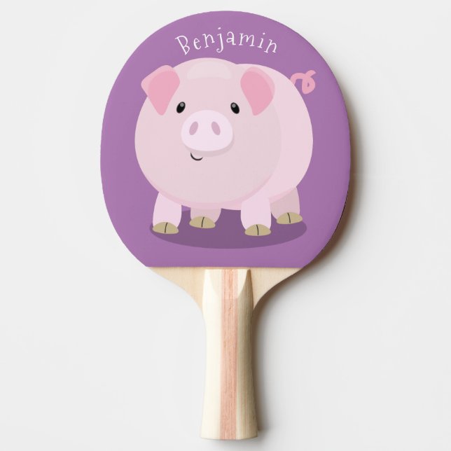 Niedlicher Rosa-Pot-Cartoon Tischtennis Schläger (Vorderseite)