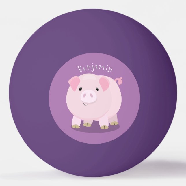 Niedlicher Rosa-Pot-Cartoon Tischtennisball (Vorderseite)