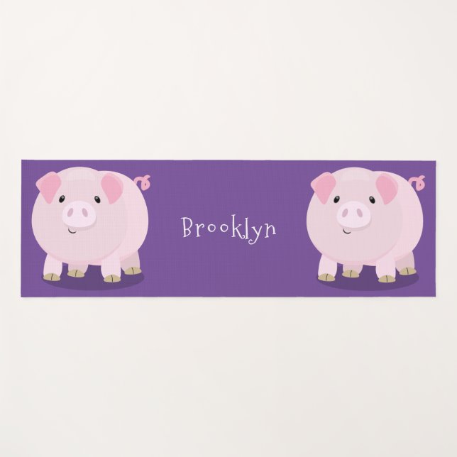 Niedlicher Rosa-Pot-Cartoon Yogamatte (Vorderseite (Horizontal))