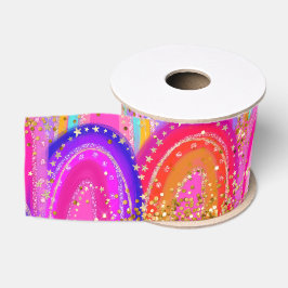 Niedlicher Rosa Regenbogen-Glitzer Ripsband