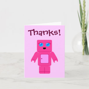 Niedlicher rosa Roboter danken Ihnen Karten