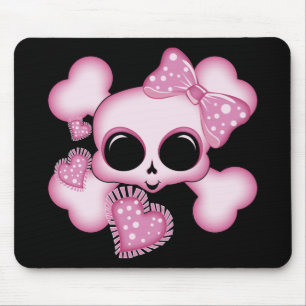 Niedlicher rosa Schädel Mousepad