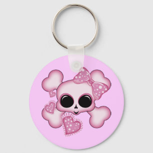 Niedlicher rosa Schädel Schlüsselanhänger