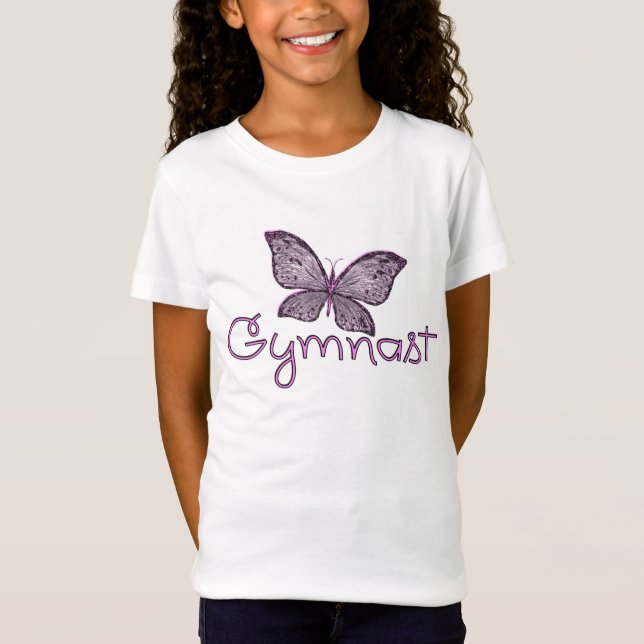 Niedlicher rosa SchmetterlingGymnast T-Shirt (Vorderseite)