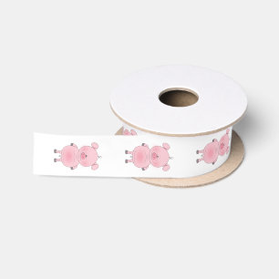 Niedlicher rosa Schwein-Cartoon Satinband