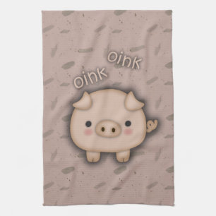 Niedlicher rosa Schwein-Oink rosa Hintergrund Geschirrtuch